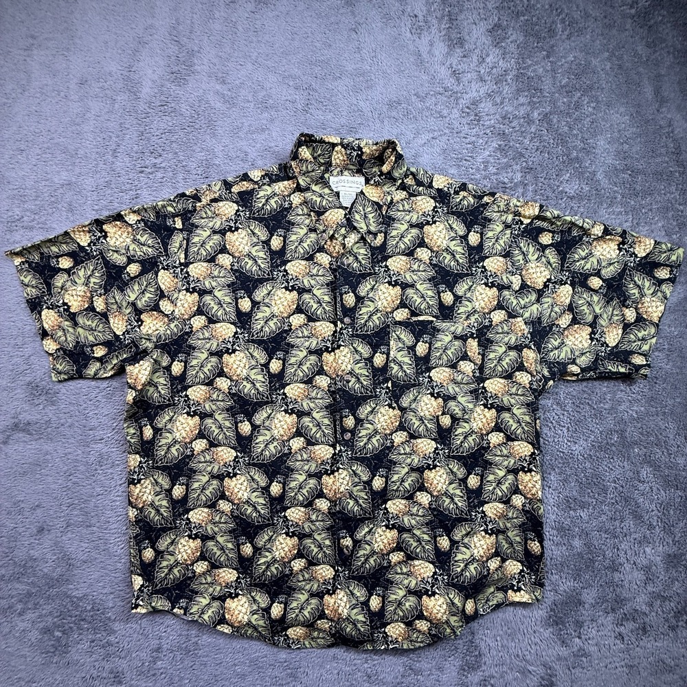 Vintage Crossings Hawaiian Pineapple Shirt Mens XL 100% Cotton Button Up